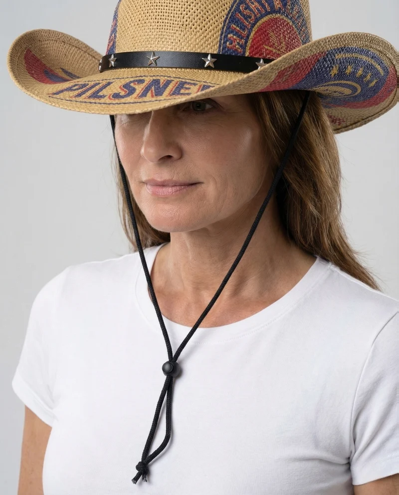 Unisex Westernhut Gew Nord Taschent mit Retro Logo und Lederband