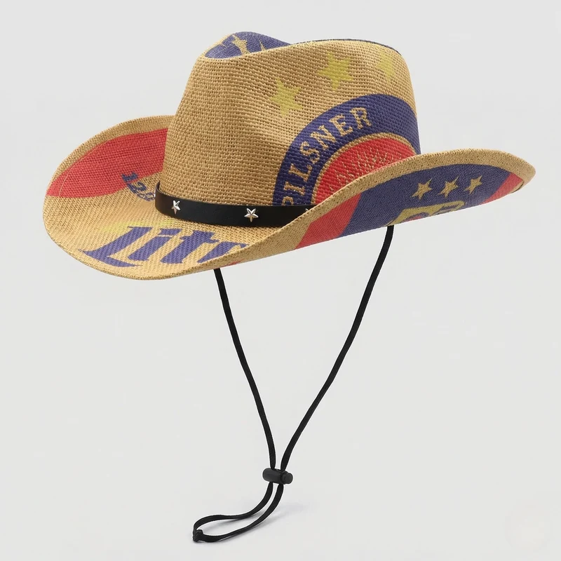 Unisex Westernhut Gew Nord Taschent mit Retro Logo und Lederband