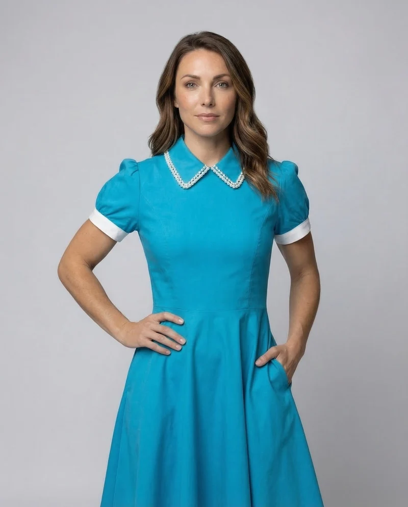 Damen Swingkleid Retro Puffärmel