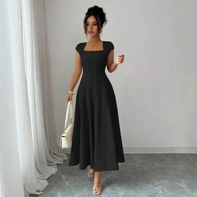 Damen Elegantes Maxikleid mit rechteckigem Ausschnitt und fließendem Rock Avellé