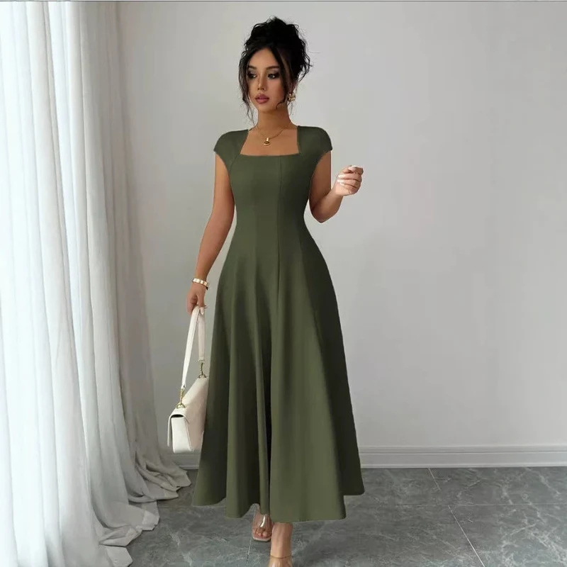 Damen Elegantes Maxikleid mit rechteckigem Ausschnitt und fließendem Rock Avellé