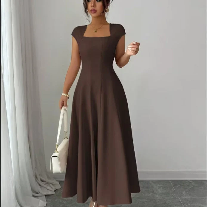 Damen Elegantes Maxikleid mit rechteckigem Ausschnitt und fließendem Rock Avellé