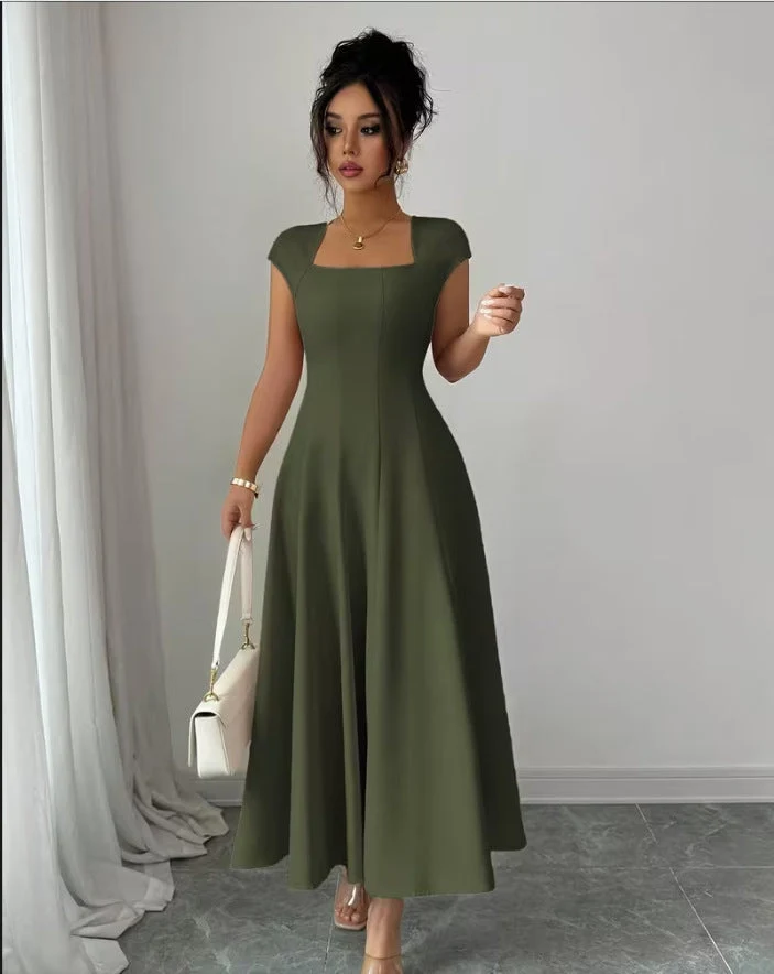 Damen Elegantes Maxikleid mit rechteckigem Ausschnitt und fließendem Rock Avellé