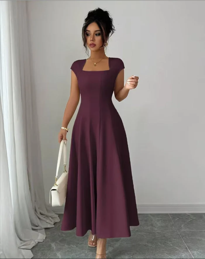 Damen Elegantes Maxikleid mit rechteckigem Ausschnitt und fließendem Rock Avellé