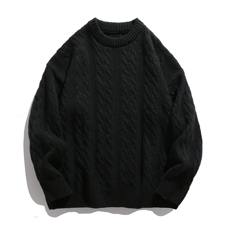 Unisex Boxy-Zopfmuster-Strickpullover mit geripptem Saum Nord Taschen