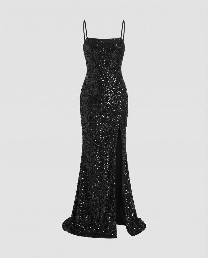 Damen Säulen-Abendkleid Bustier Oberschenkelschlitz