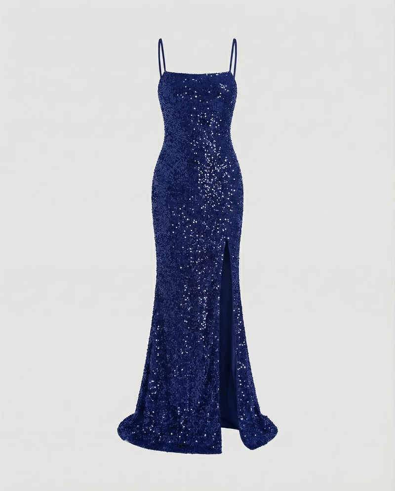 Damen Säulen-Abendkleid Bustier Oberschenkelschlitz