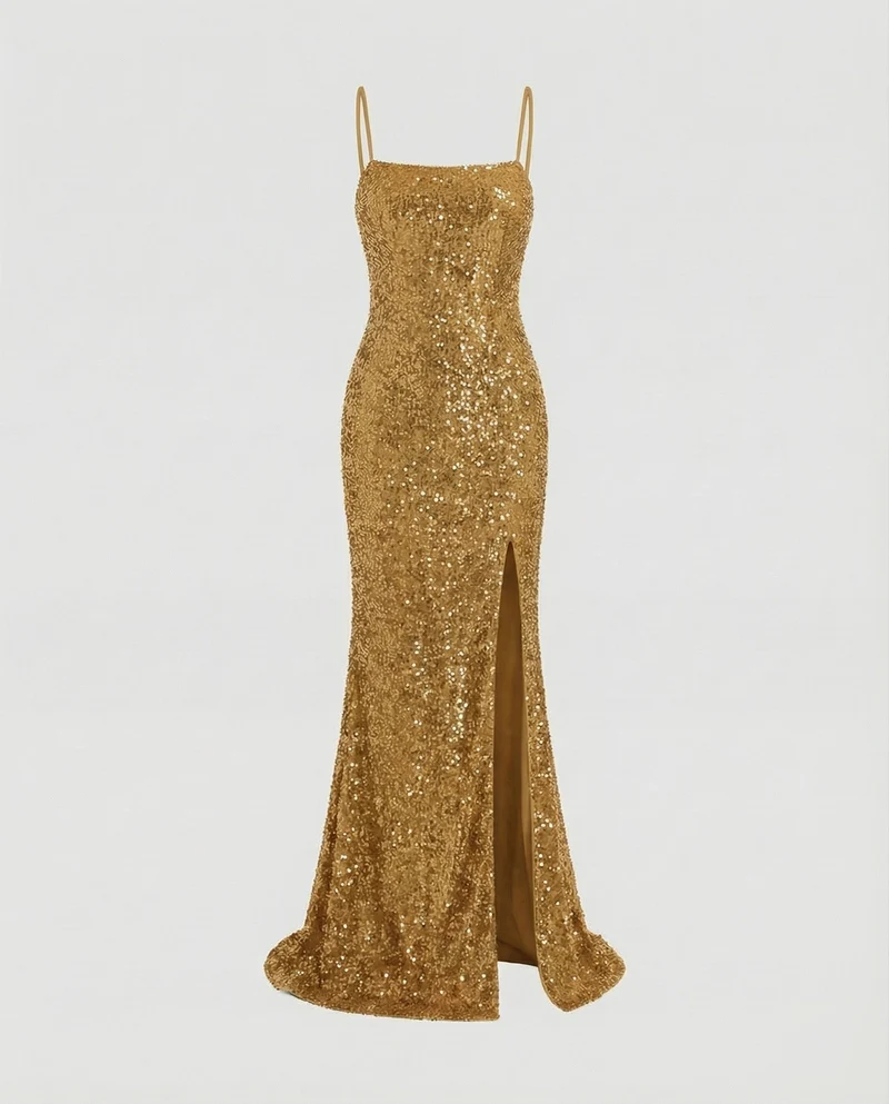 Damen Säulen-Abendkleid Bustier Oberschenkelschlitz