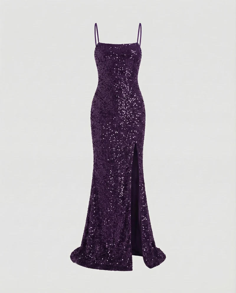 Damen Säulen-Abendkleid Bustier Oberschenkelschlitz
