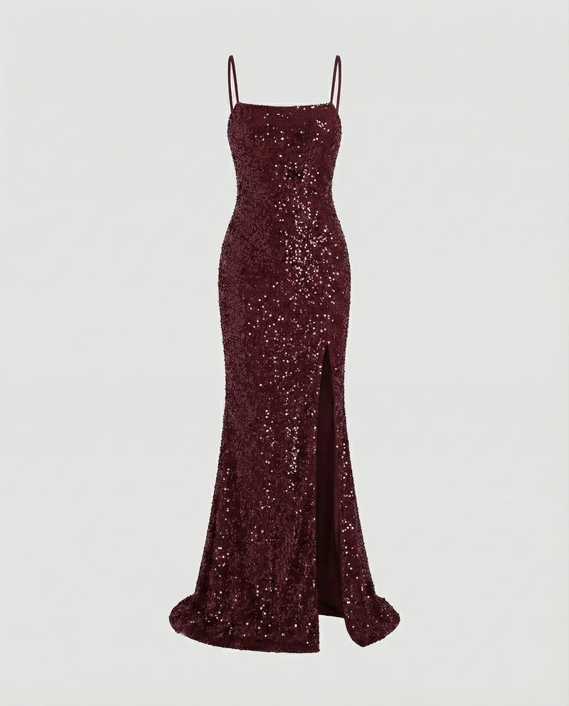 Damen Säulen-Abendkleid Bustier Oberschenkelschlitz