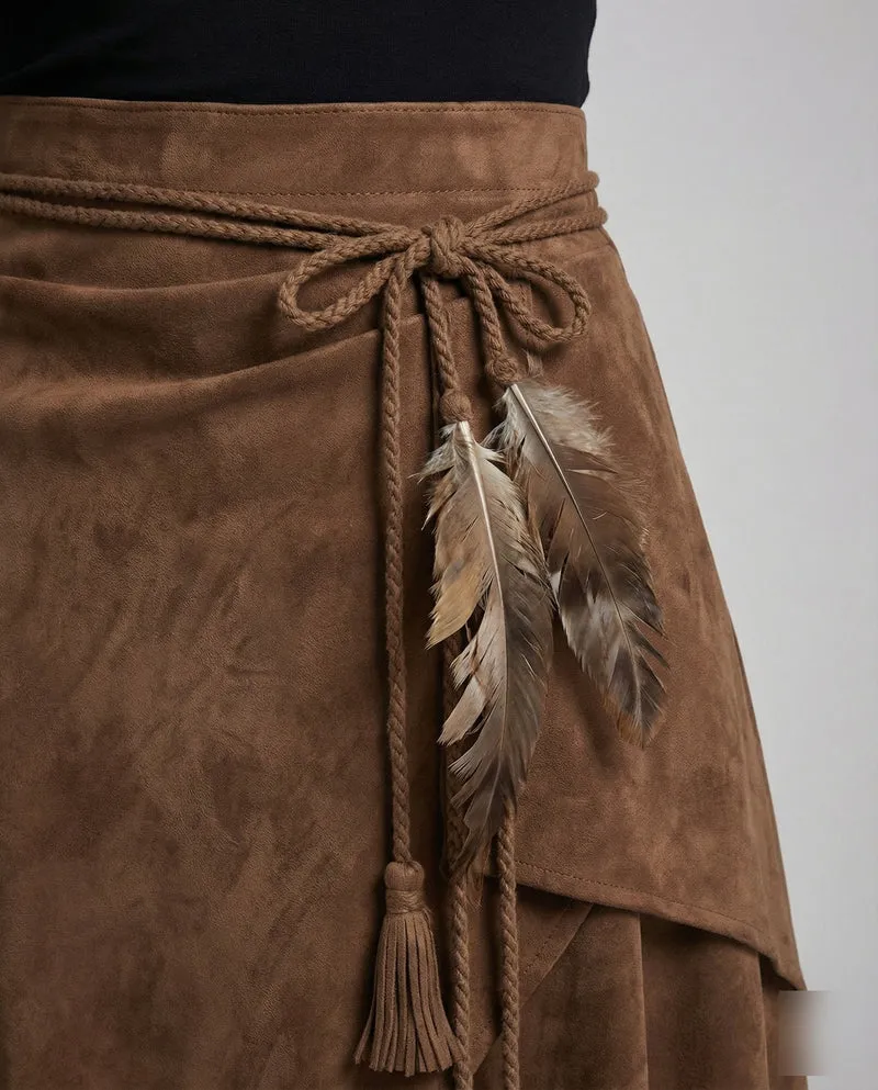Damen asymmetrischer Wickelrock mit Zipfelsaum