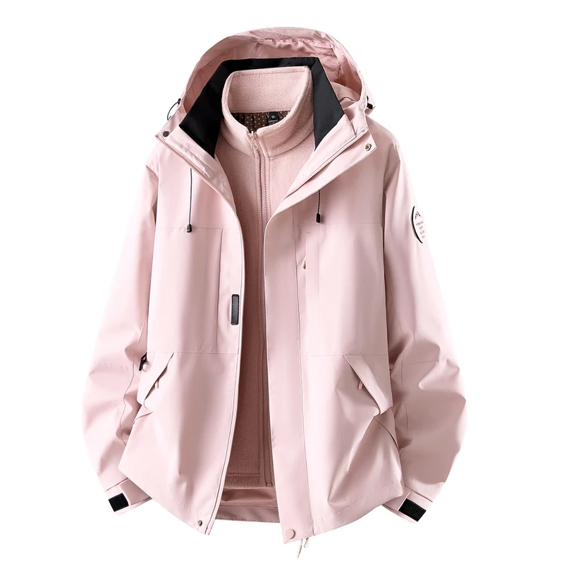 Damen Dreiteilige wasserdichte Outdoorjacke mit abnehmbarem Fleece-Innenlayer Nord Taschen