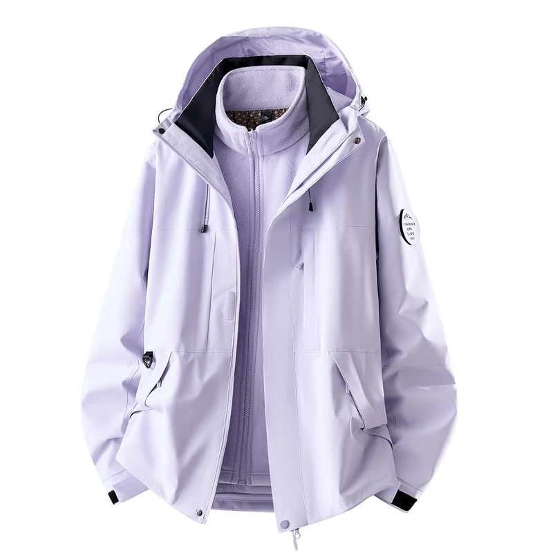 Damen Dreiteilige wasserdichte Outdoorjacke mit abnehmbarem Fleece-Innenlayer Nord Taschen