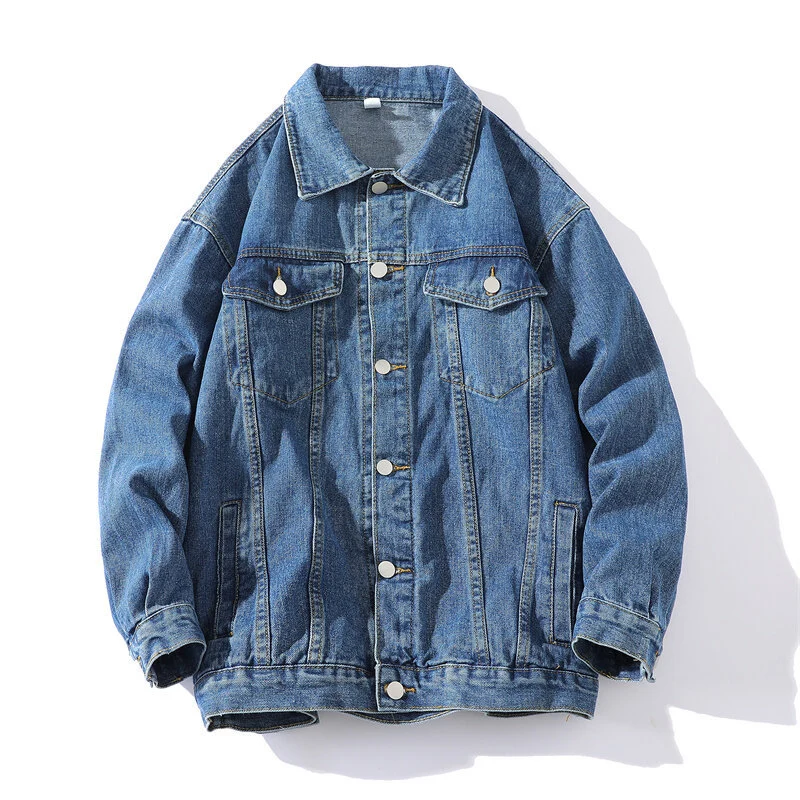 Herren Oversize Jeansjacke aus Stonewashed Denim mit Druckknopfleiste und Brusttaschen Nord Taschen