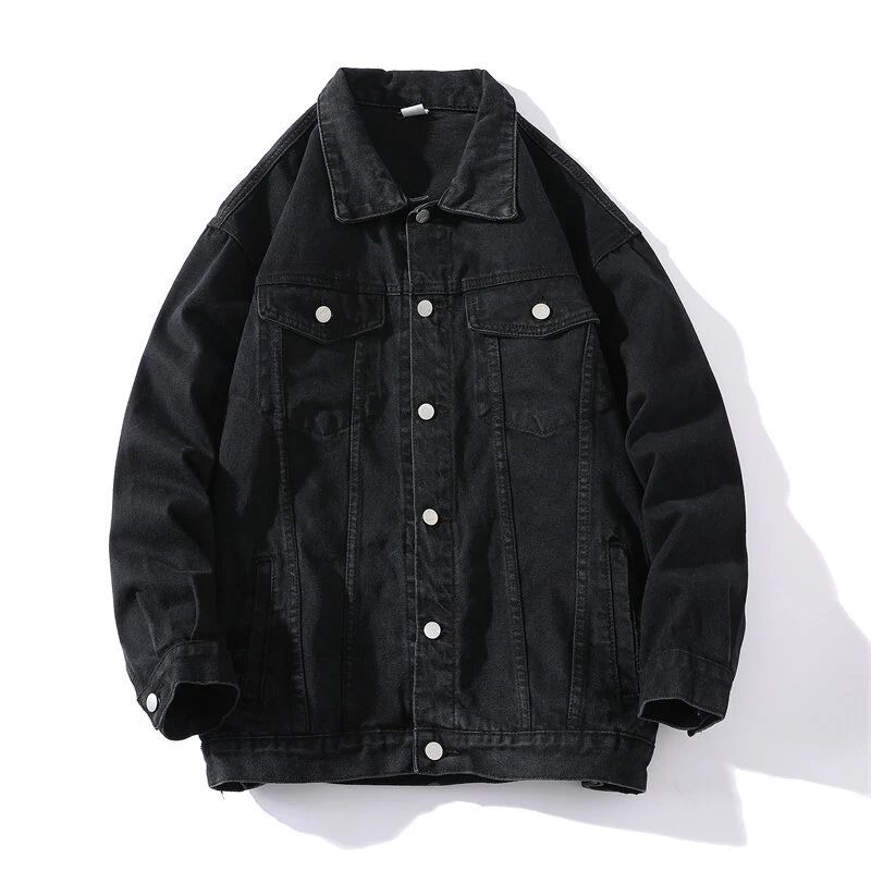 Herren Oversize Jeansjacke aus Stonewashed Denim mit Druckknopfleiste und Brusttaschen Nord Taschen