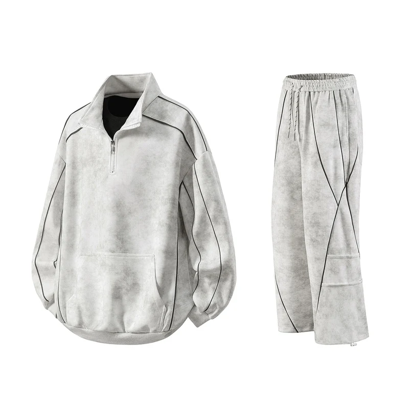 Herren Oversize-Halbzip-Sweatshirt mit Kängurutasche, kontrastpaspel und Ballonärmeln Nord Taschen
