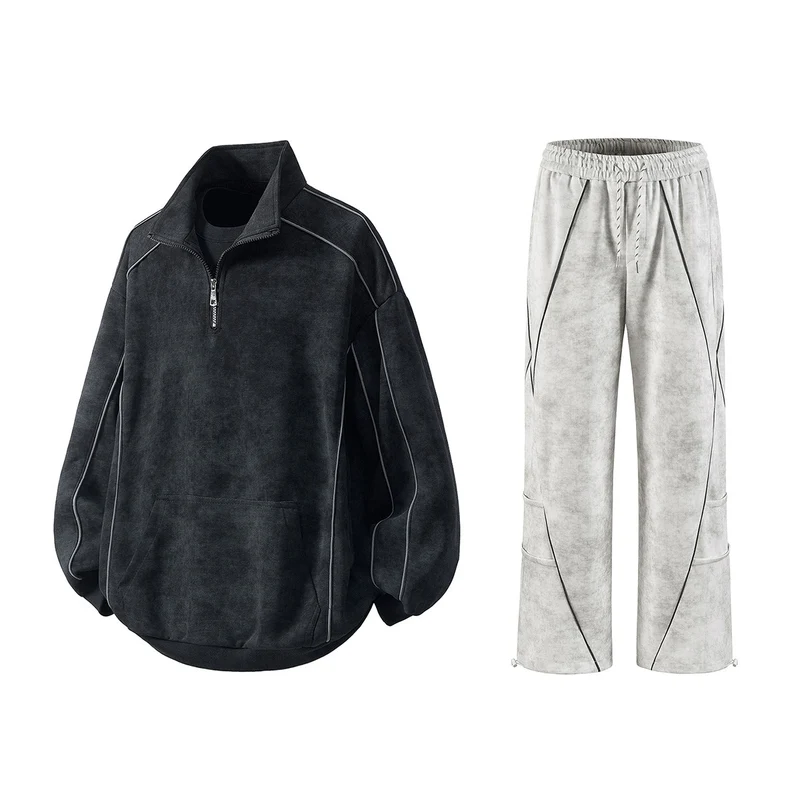 Herren Oversize-Halbzip-Sweatshirt mit Kängurutasche, kontrastpaspel und Ballonärmeln Nord Taschen