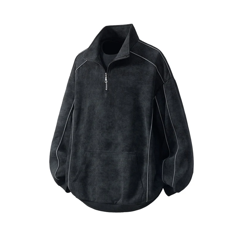 Herren Oversize-Halbzip-Sweatshirt mit Kängurutasche, kontrastpaspel und Ballonärmeln Nord Taschen