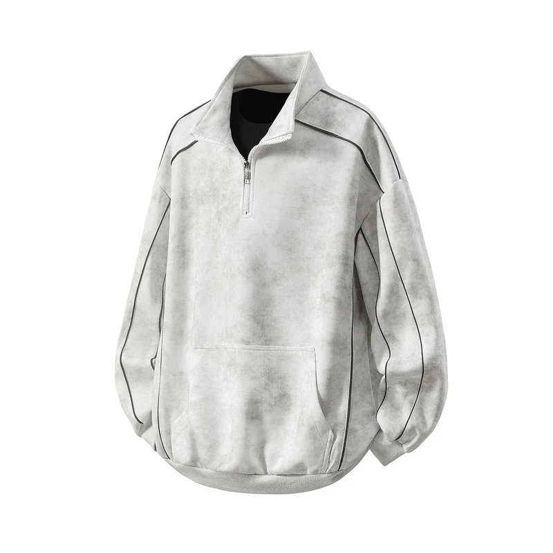 Herren Oversize-Halbzip-Sweatshirt mit Kängurutasche, kontrastpaspel und Ballonärmeln Nord Taschen
