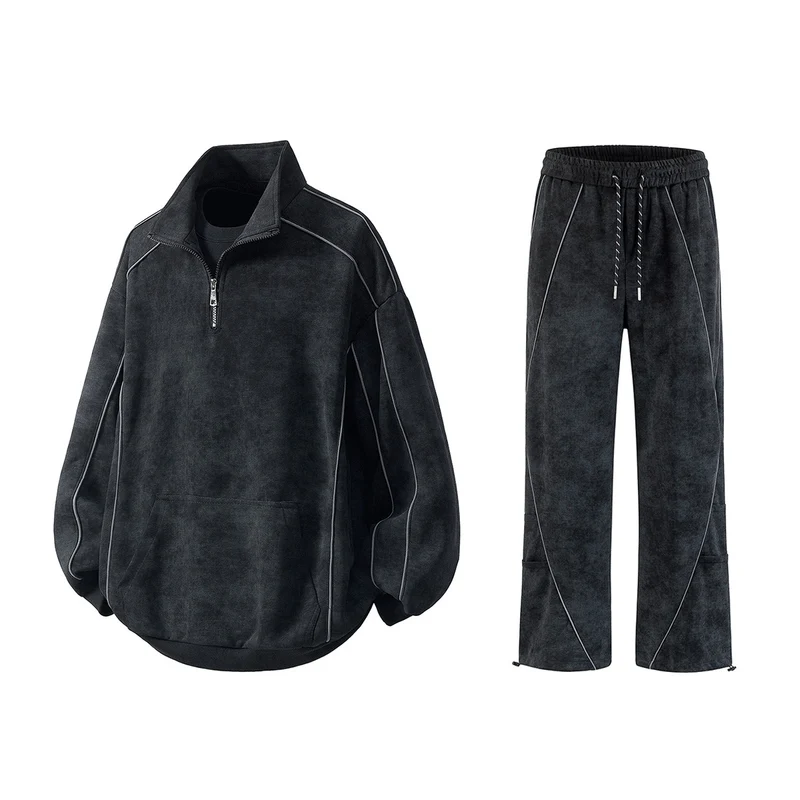 Herren Oversize-Halbzip-Sweatshirt mit Kängurutasche, kontrastpaspel und Ballonärmeln Nord Taschen