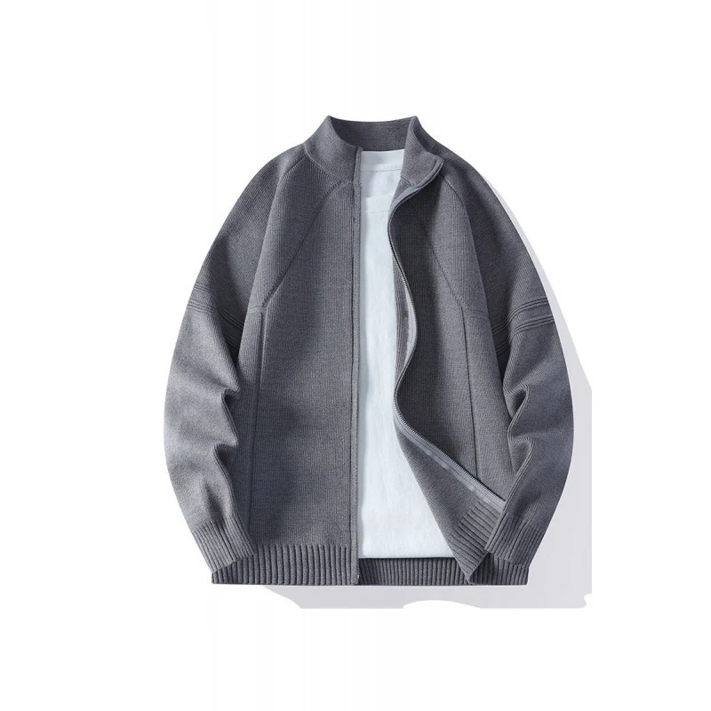 Herren Oversize Feinstrick-Zipjacke mit Stehkragen, Raglanärmeln und gerippten Abschlüssen Nord Taschen