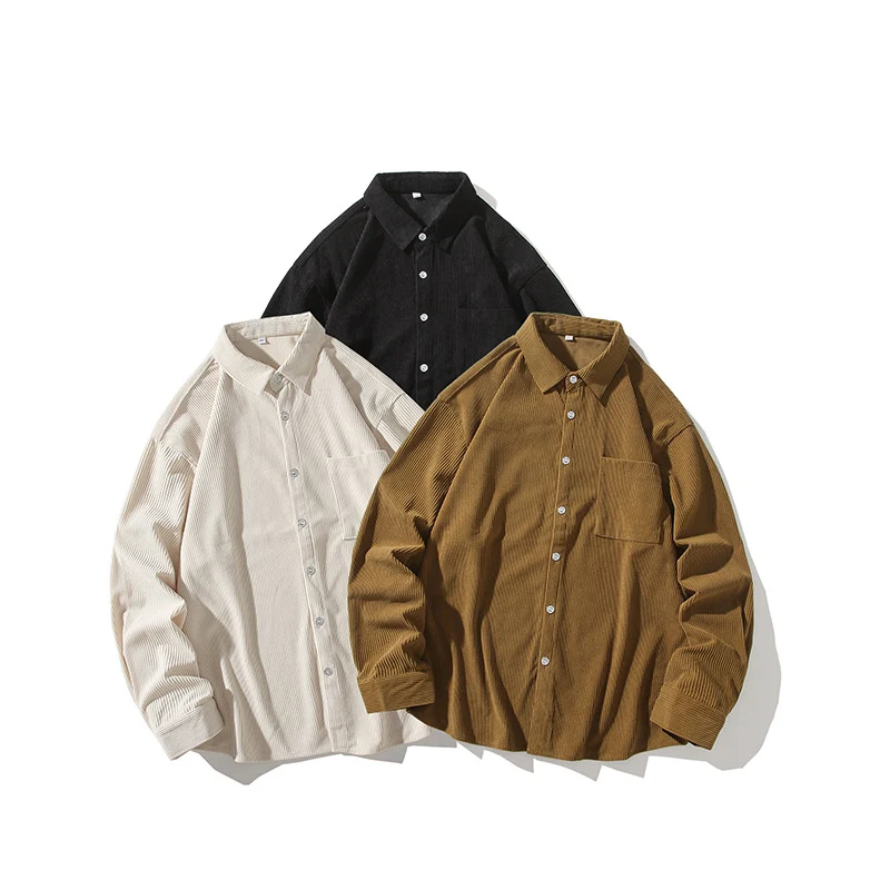 Herren Oversize-Feincord-Hemdjacke mit Brusttasche und Relaxed-Schnitt Nord Taschen