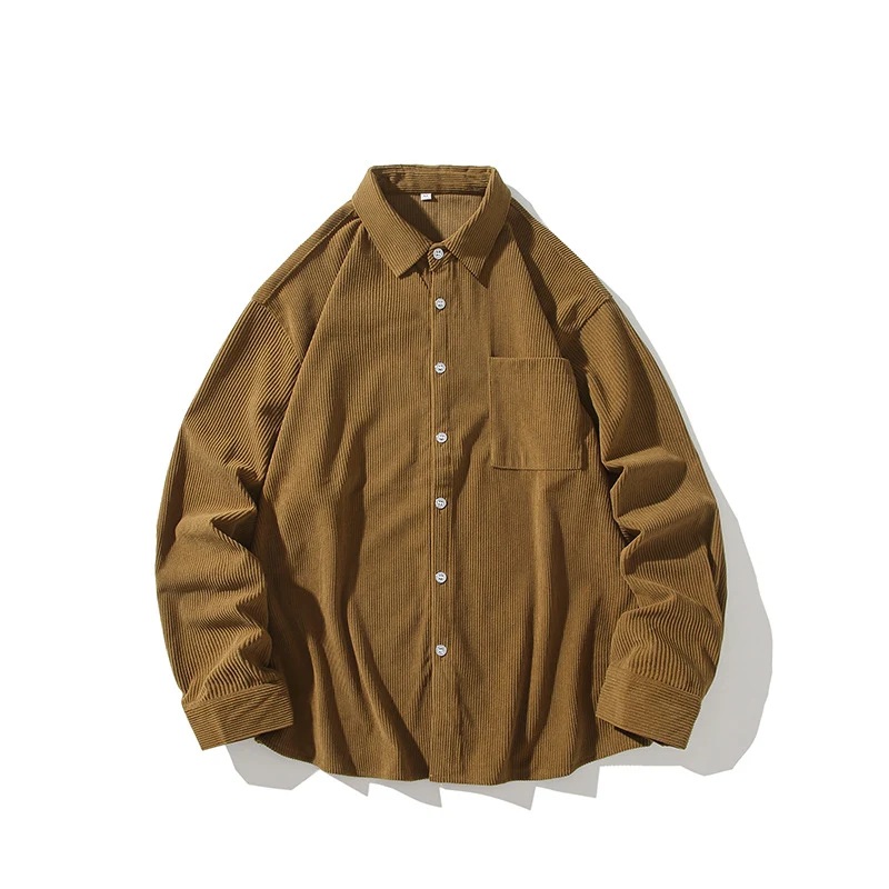 Herren Oversize-Feincord-Hemdjacke mit Brusttasche und Relaxed-Schnitt Nord Taschen