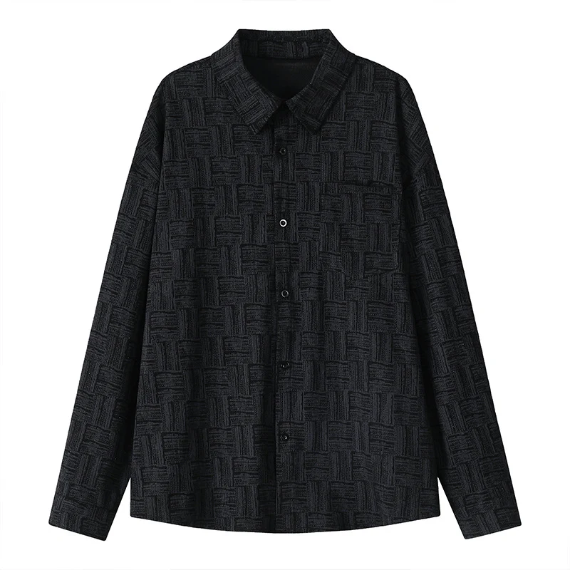 Herren Overshirt-Jacke aus strukturierter Baumwollmischung mit Karomuster-Relief Nord Taschen