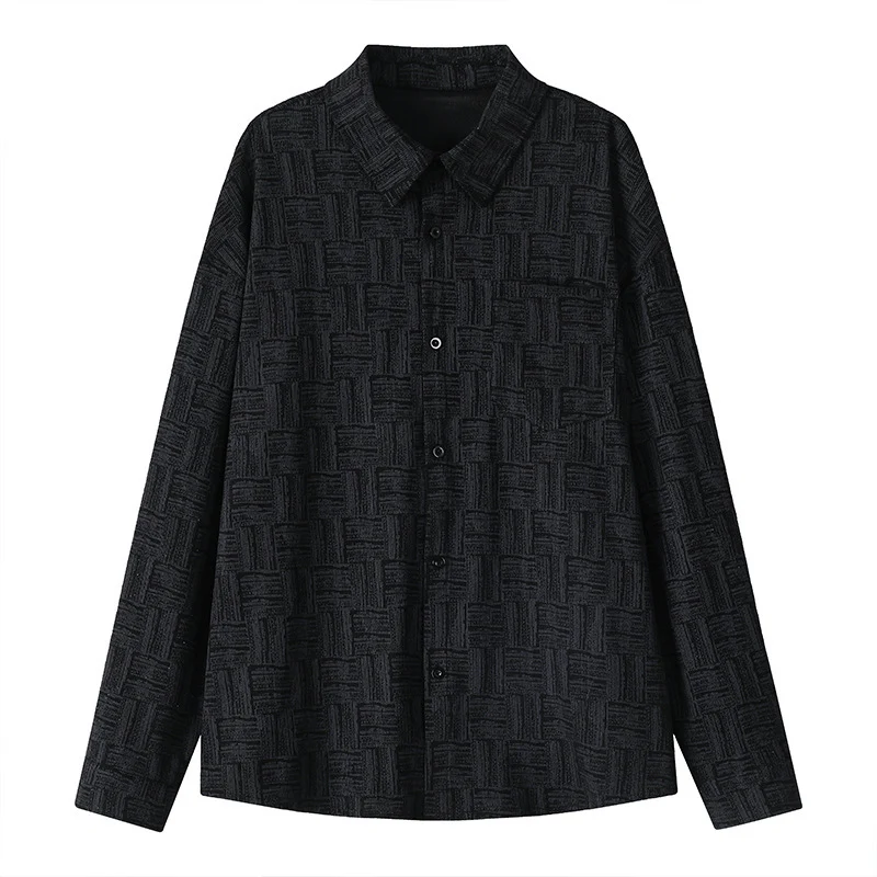 Herren Overshirt-Jacke aus strukturierter Baumwollmischung mit Karomuster-Relief Nord Taschen