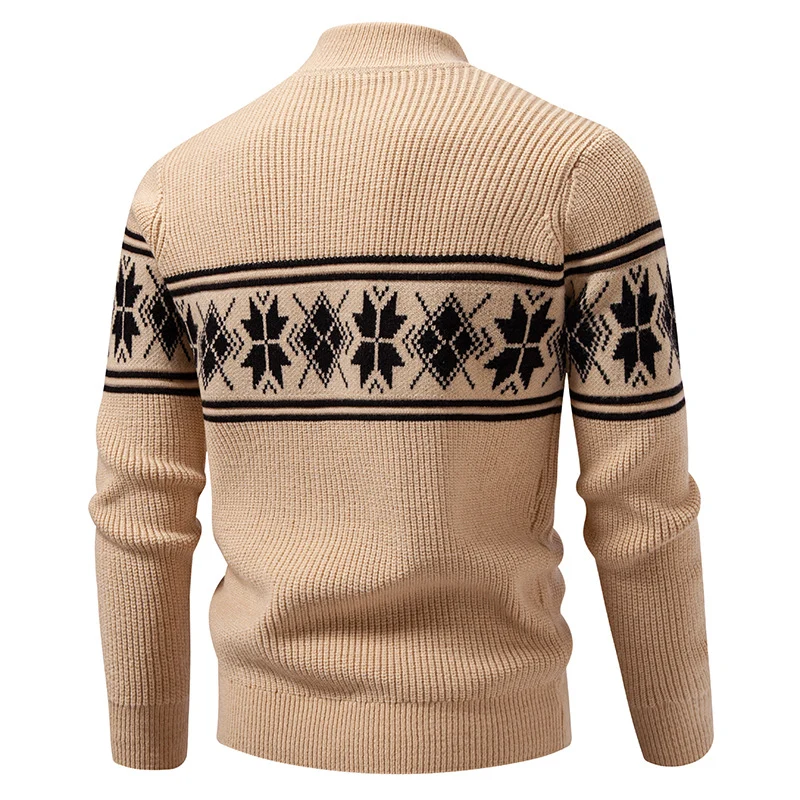 Herren Norwegermuster-Rollkragenpullover aus Feinstrick mit Zopfmuster-Details Nord Taschen