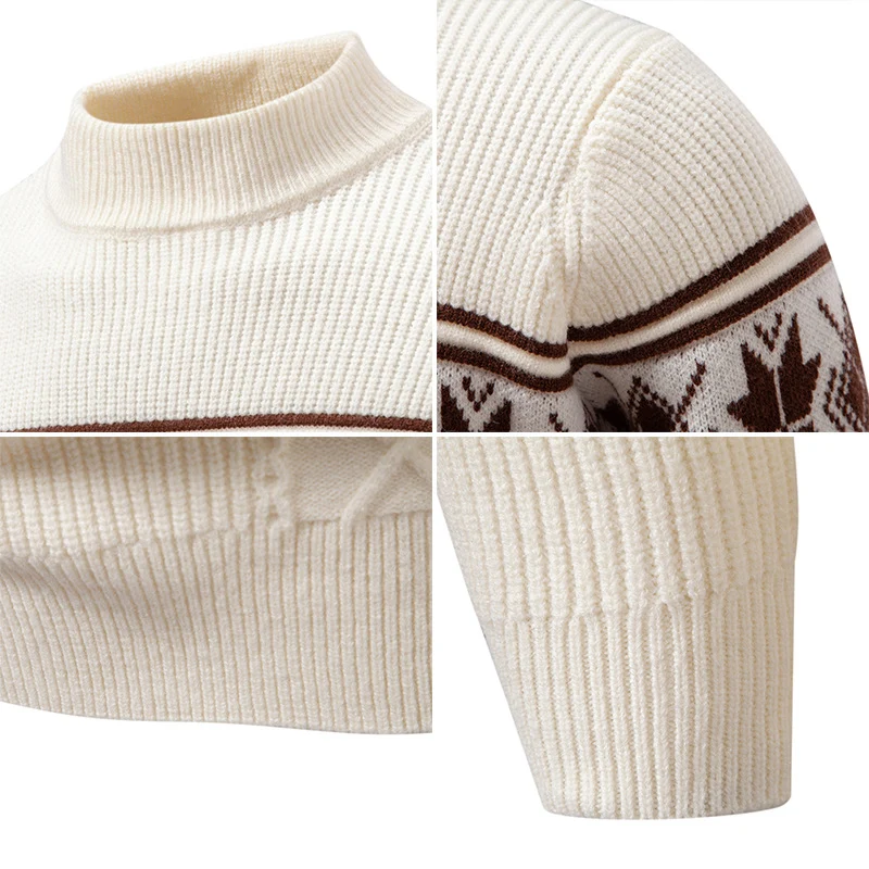 Herren Norwegermuster-Rollkragenpullover aus Feinstrick mit Zopfmuster-Details Nord Taschen