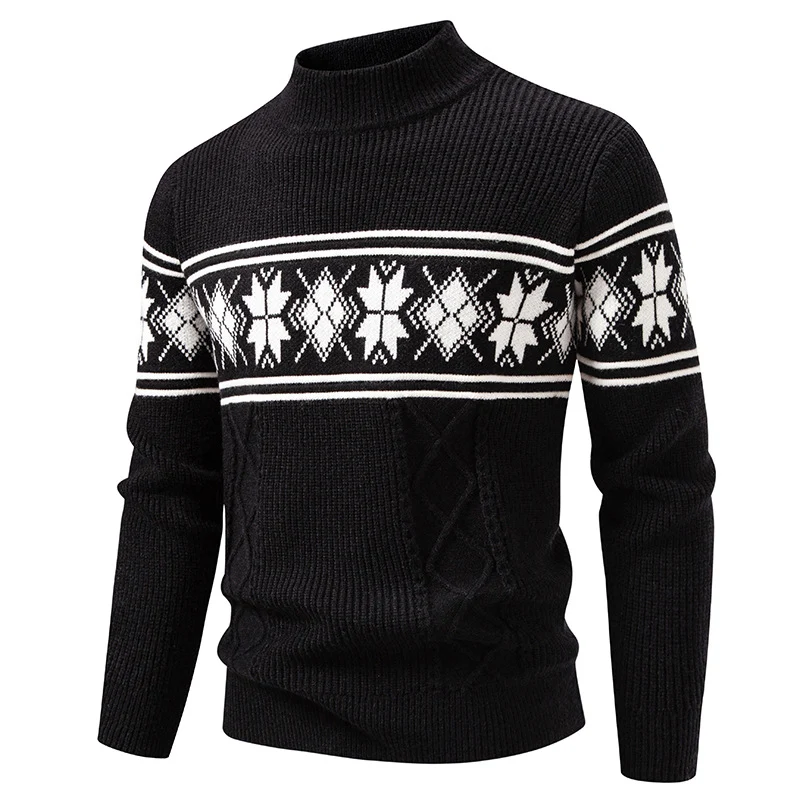 Herren Norwegermuster-Rollkragenpullover aus Feinstrick mit Zopfmuster-Details Nord Taschen