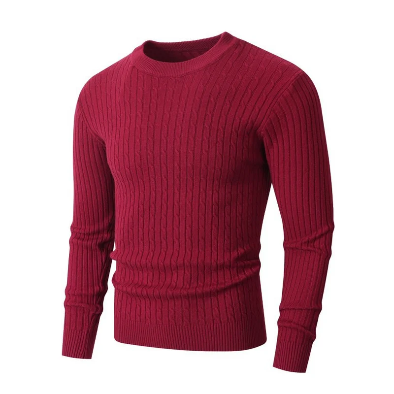Herren Merino-Mix Feinstrickpullover mit Zopfmuster, Rippbündchen und schmaler Silhouette Nord Taschen