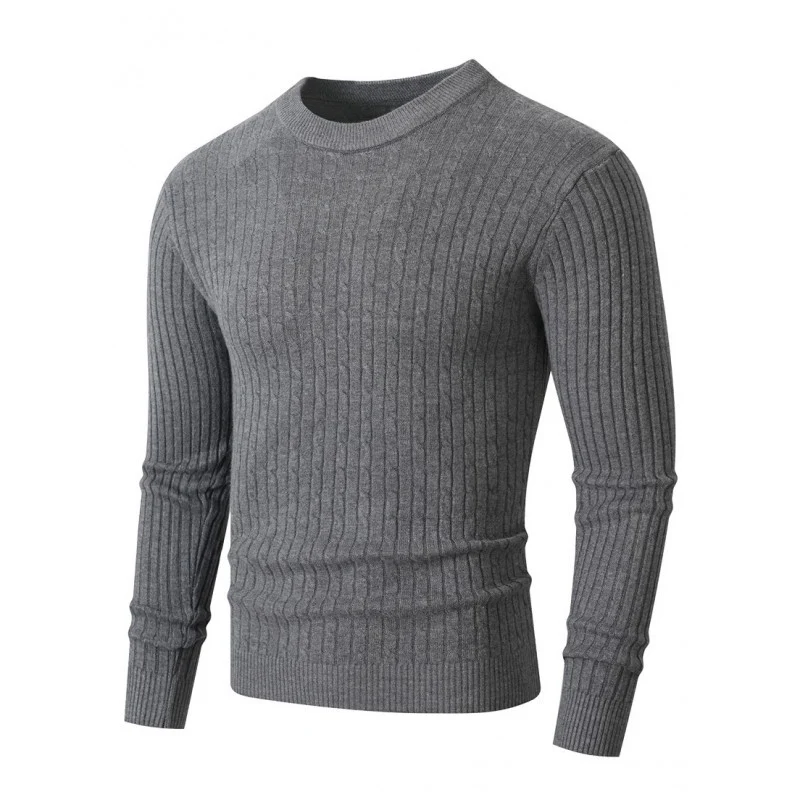 Herren Merino-Mix Feinstrickpullover mit Zopfmuster, Rippbündchen und schmaler Silhouette Nord Taschen