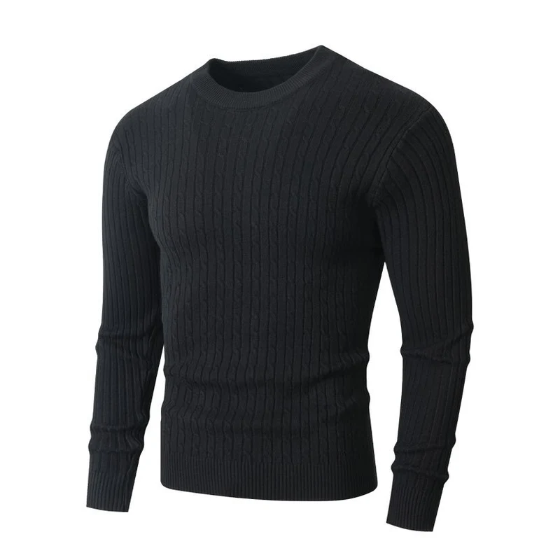 Herren Merino-Mix Feinstrickpullover mit Zopfmuster, Rippbündchen und schmaler Silhouette Nord Taschen