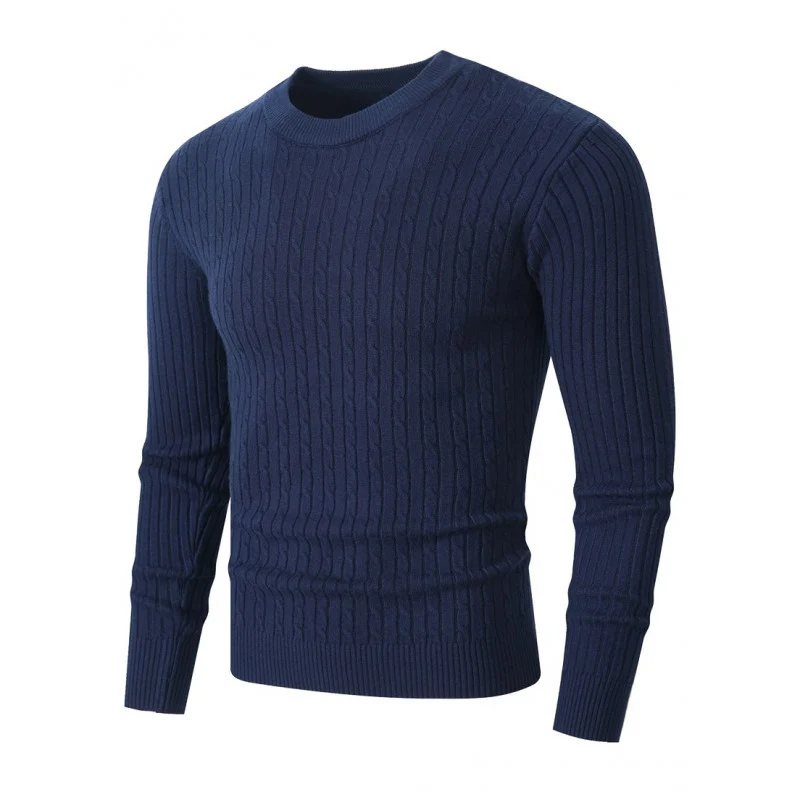 Herren Merino-Mix Feinstrickpullover mit Zopfmuster, Rippbündchen und schmaler Silhouette Nord Taschen