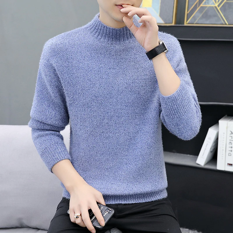 Herren Melierter Bouclé-Mockneck-Pullover mit Thermo-Feinstrick und gerippten Abschlüssen Nord Taschen