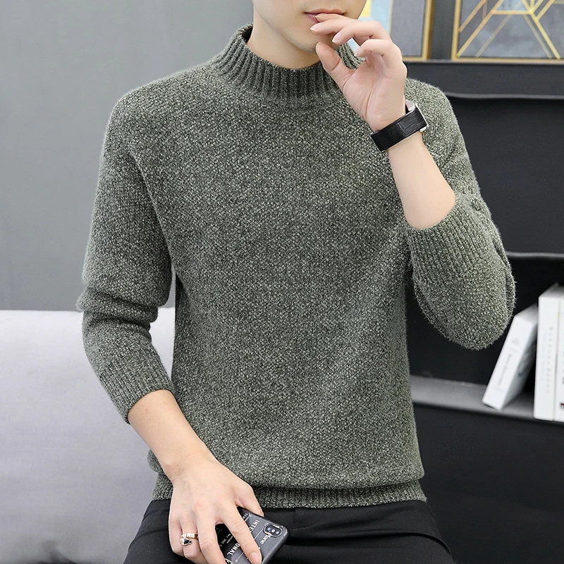 Herren Melierter Bouclé-Mockneck-Pullover mit Thermo-Feinstrick und gerippten Abschlüssen Nord Taschen
