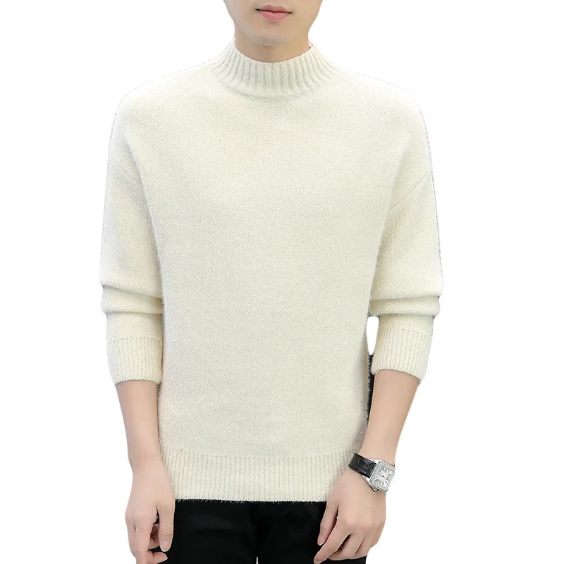 Herren Melierter Bouclé-Mockneck-Pullover mit Thermo-Feinstrick und gerippten Abschlüssen Nord Taschen