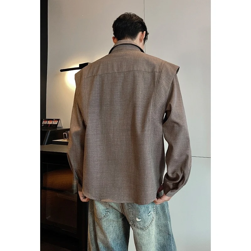 Herren Locker geschnittene Overshirt-Jacke aus Leinen‑Mix mit Hemdkragen Nord Taschen