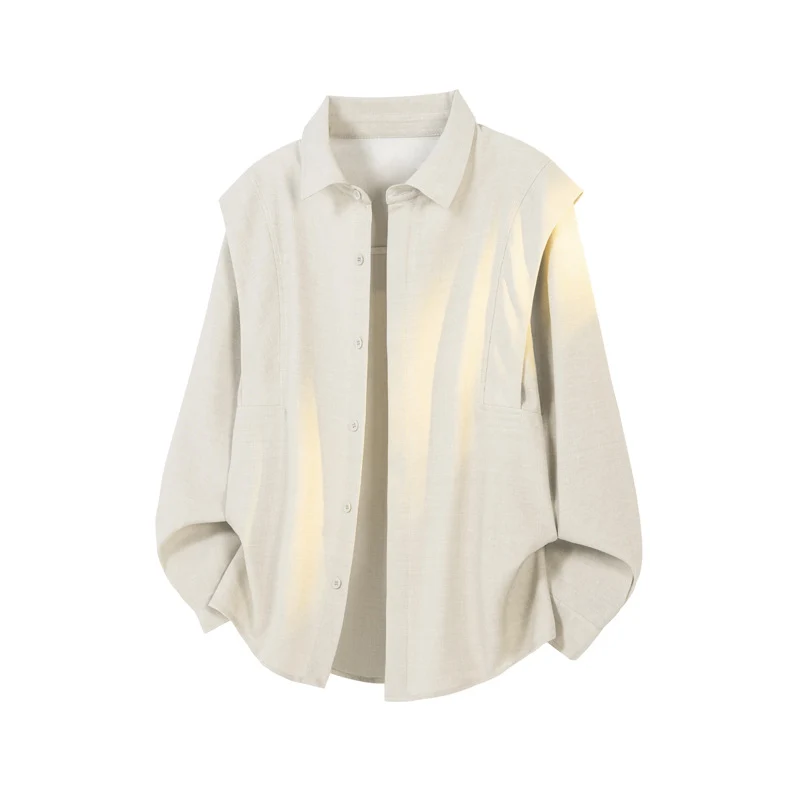 Herren Locker geschnittene Overshirt-Jacke aus Leinen‑Mix mit Hemdkragen Nord Taschen