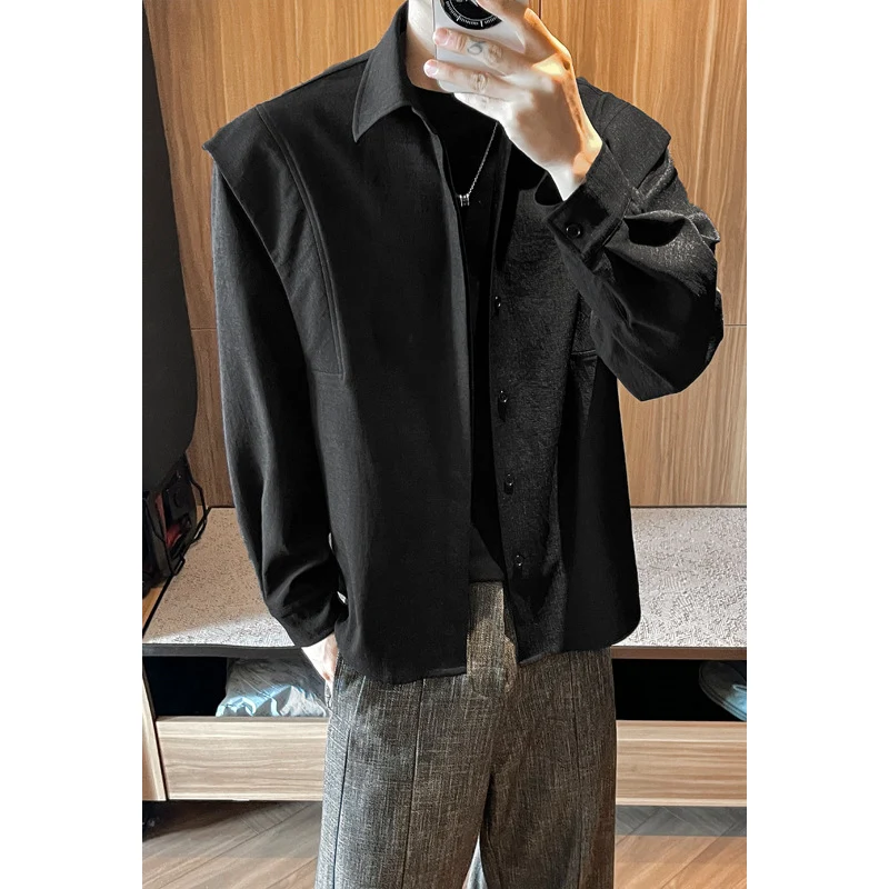 Herren Locker geschnittene Overshirt-Jacke aus Leinen‑Mix mit Hemdkragen Nord Taschen