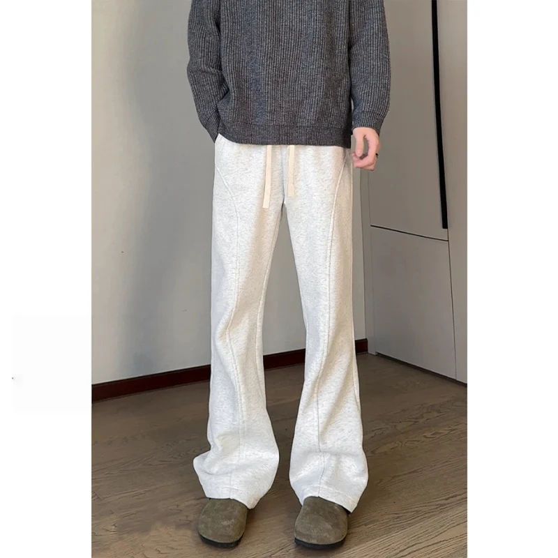 Herren Locker geschnittene Fleece-Loungehose mit weitem Bein, Tunnelzug und Ziernähten Nord Taschen
