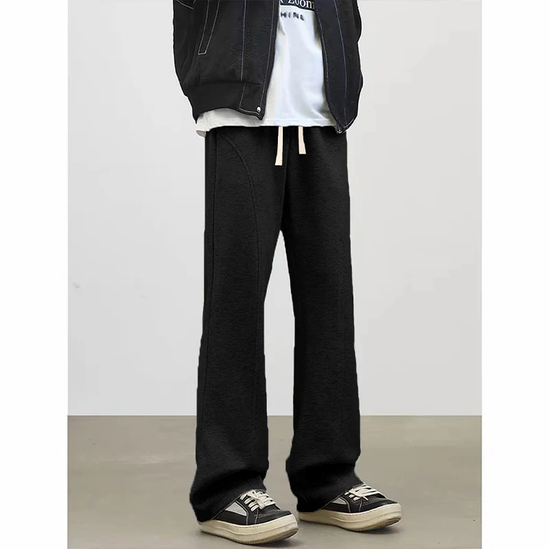 Herren Locker geschnittene Fleece-Loungehose mit weitem Bein, Tunnelzug und Ziernähten Nord Taschen