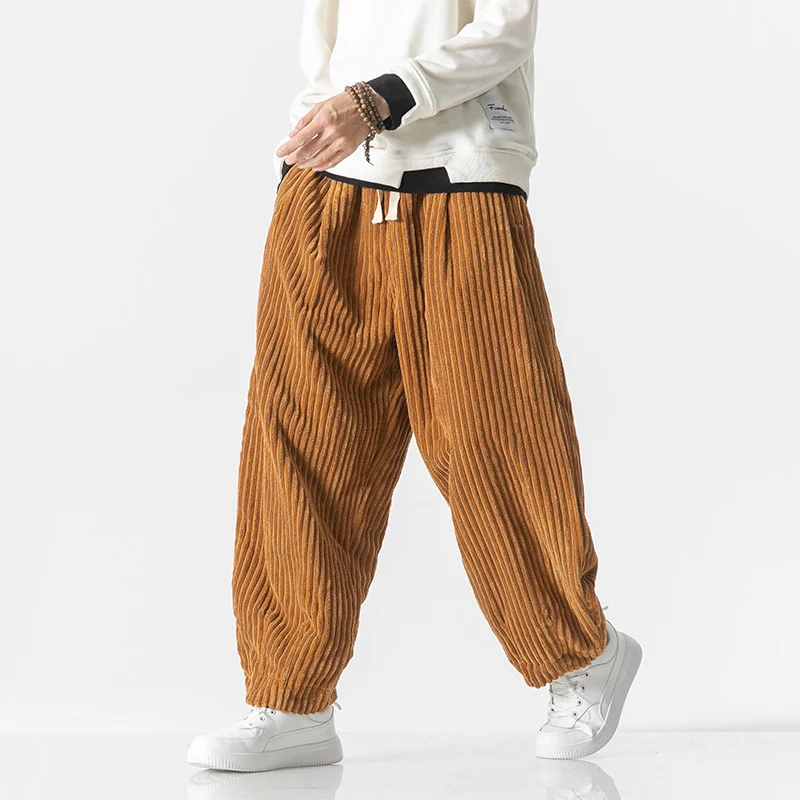 Herren Locker geschnittene Cordhose mit breiten Rippen und Kordelbund Nord Taschen