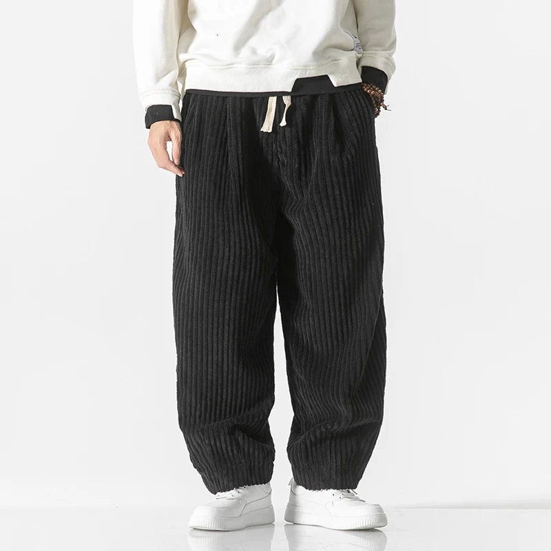 Herren Locker geschnittene Cordhose mit breiten Rippen und Kordelbund Nord Taschen