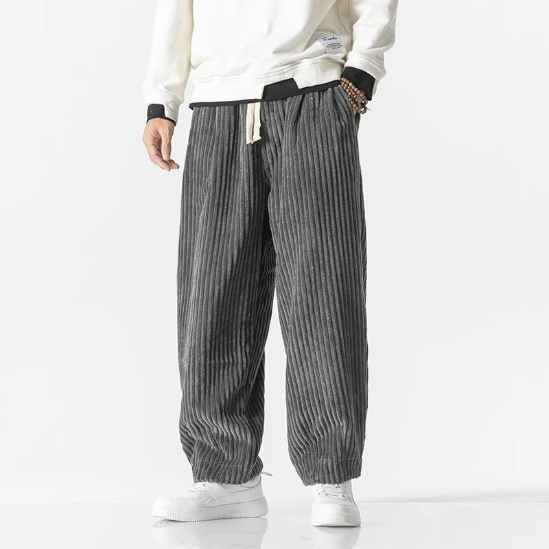 Herren Locker geschnittene Cordhose mit breiten Rippen und Kordelbund Nord Taschen