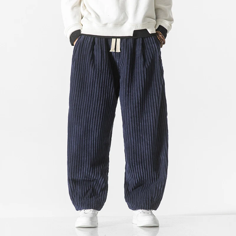 Herren Locker geschnittene Cordhose mit breiten Rippen und Kordelbund Nord Taschen