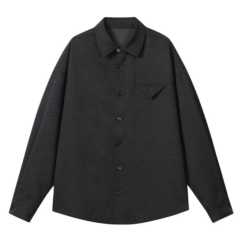 Herren Leichtes Texturiertes Overshirt mit Hemdkragen und Brustklappen-Tasche Nord Taschen