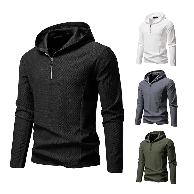 Herren Leichtes texturiertes Halbzip-Kapuzenpullover mit atmungsaktivem Mesh Nord Taschen